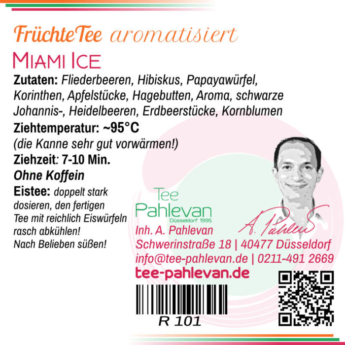 Früchtetee Miami Ice | fruchtig, süßlich mit Pfirsich und Beeren Geschmack von Tee Pahlevan