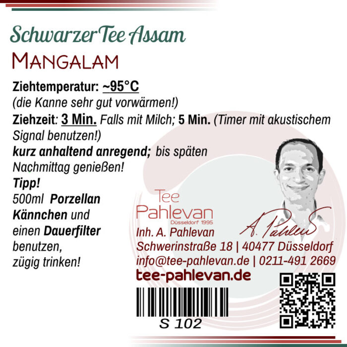 Schwarzer Tee Assam Mangalam | 95°C Ziehzeit 3 bis 5 Minuten kurz anhaltend anregend von Tee Pahlevan