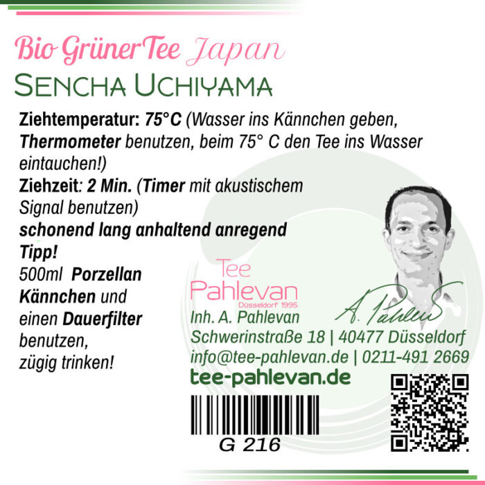 Bio Grüner Tee Sencha Uchiyama | 75°C, Ziehzeit 2 Minuten anhaltend von Tee Pahlevan