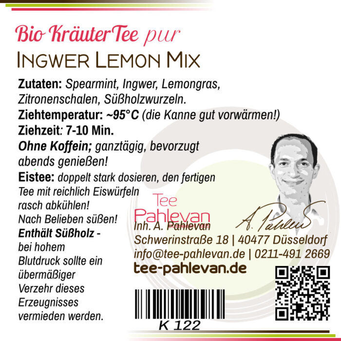 Kräutertee Ingwer Lemon Mix | würzig frisch Lemongras Minze von Tee Pahlevan