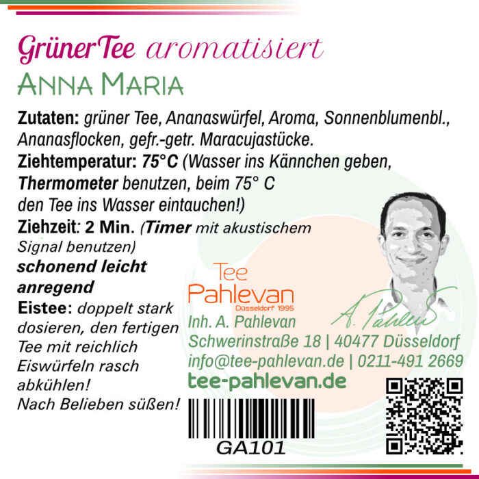 Grüner Tee Anna Maria | 75°C, Ziehzeit 2-3 Minuten anregend von Tee Pahlevan