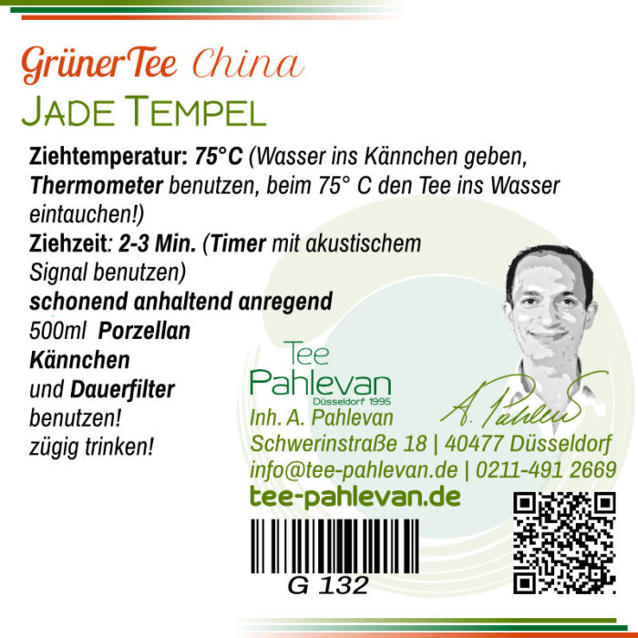 Grüner Tee Jade Tempel | 75°C, Ziehzeit 2-3 Minuten anregend von Tee Pahlevan
