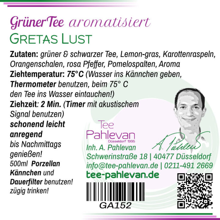 Grüner Tee Gretas Lust | 75°C, Ziehzeit 2-3 Minuten anregend von Tee Pahlevan
