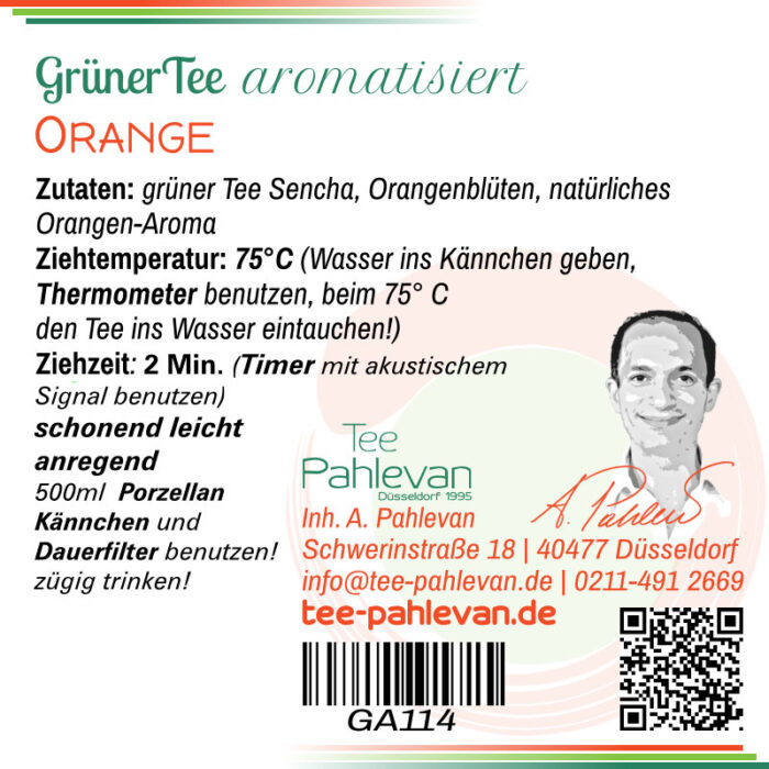 Grüner Tee Orange | 75°C, Ziehzeit 2-3 Minuten anregend von Tee Pahlevan