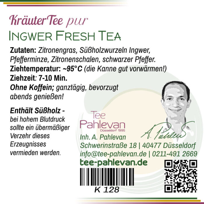 Kräutertee Ingwer Fresh Tea | kräftig würzig süßlich frisch von Tee Pahlevan