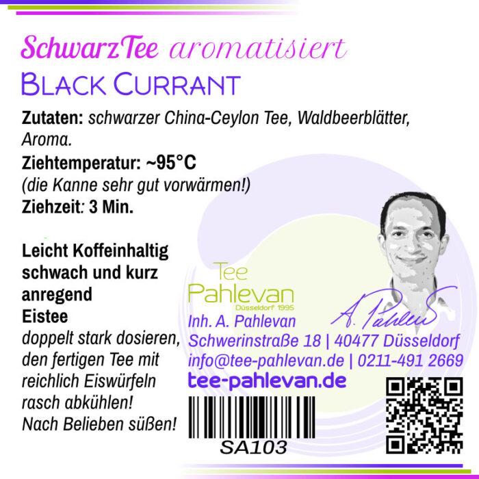 Schwarzer Tee Black Currant | Guter Eistee im Sommer 95°C, Ziehzeit 3 Minuten schwach anregend von Tee Pahlevan