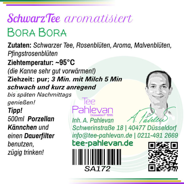Schwarzer Tee Bora Bora | mit Blüten und Früchte Aroma 95°C, Ziehzeit 3 Minuten schwach anregend von Tee Pahlevan