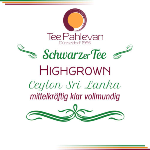 Schwarzer Tee Ceylon Highgrown | mittelkräftig klar vollmundig von Tee Pahlevan