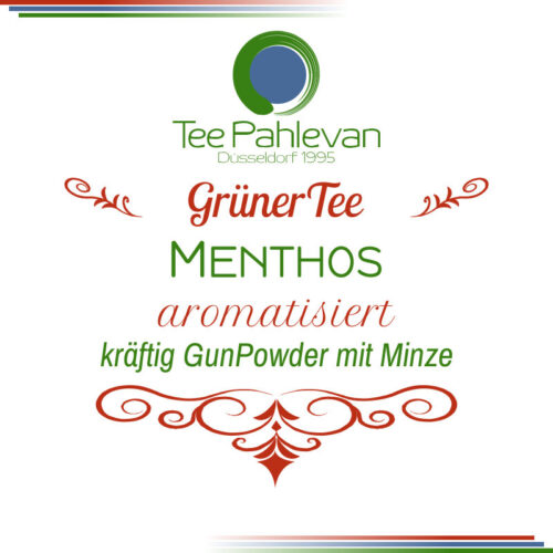 Grüner Tee Grüner Menthos | kräftig Gunpowder mit Minze von Tee Pahlevan